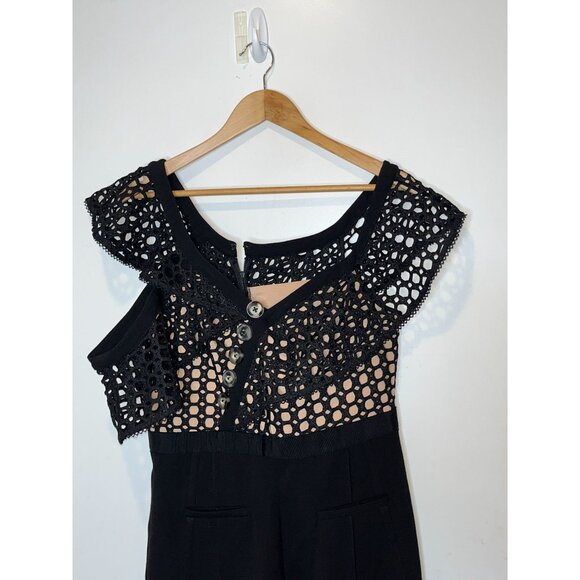 Self-Portrait Lace Frill Jumpsuit Black Size 10 Womens ($575) - Picture 4 of 11